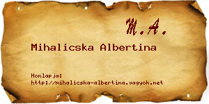 Mihalicska Albertina névjegykártya